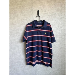 Polo Ralph Lauren Navy Red Stripe‎ Distressed Summer Polo Shirt Men’s Size XL